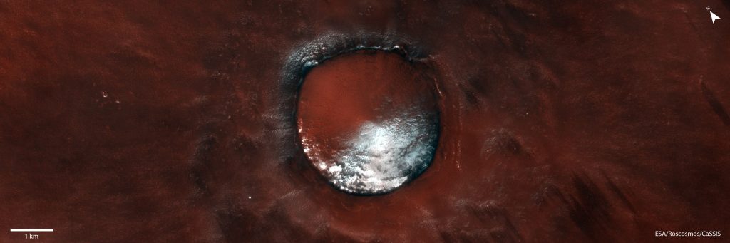Frozen Mars crater